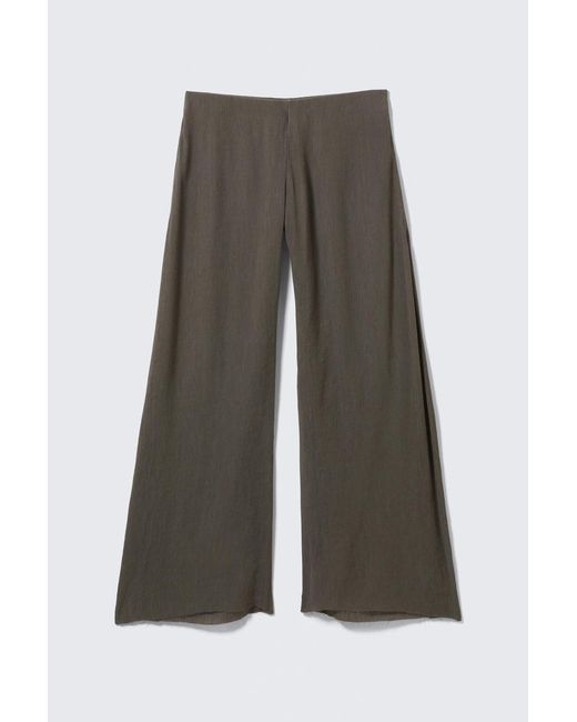 Weekday Gray Crinkled Low-Rise Wide-Leg Trousers