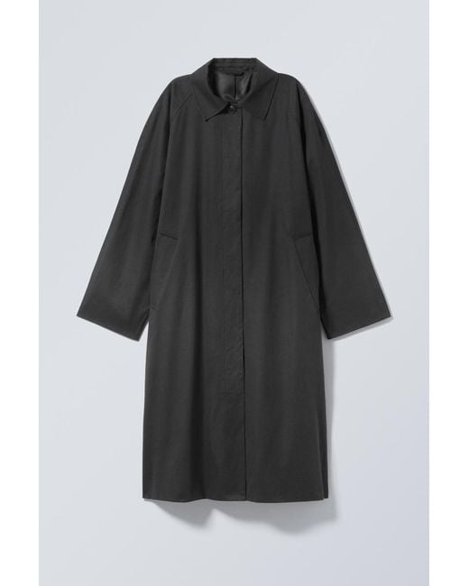 Weekday Black Single-Breasted Oversized Car Coat