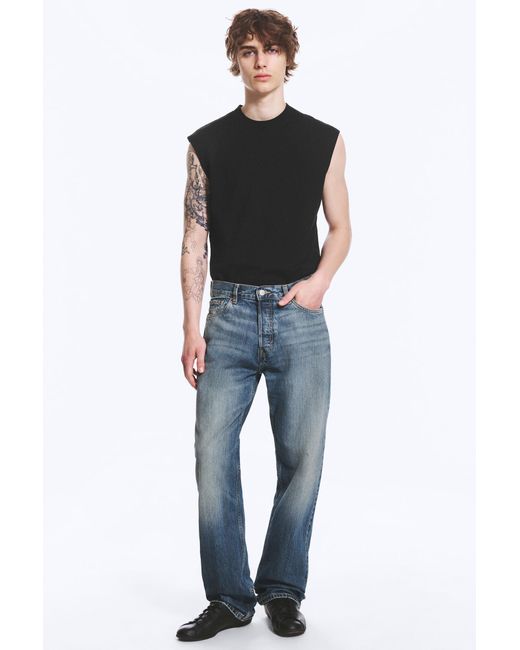 Weekday Blue Space Mid Rise Relaxed Straight Jeans for men