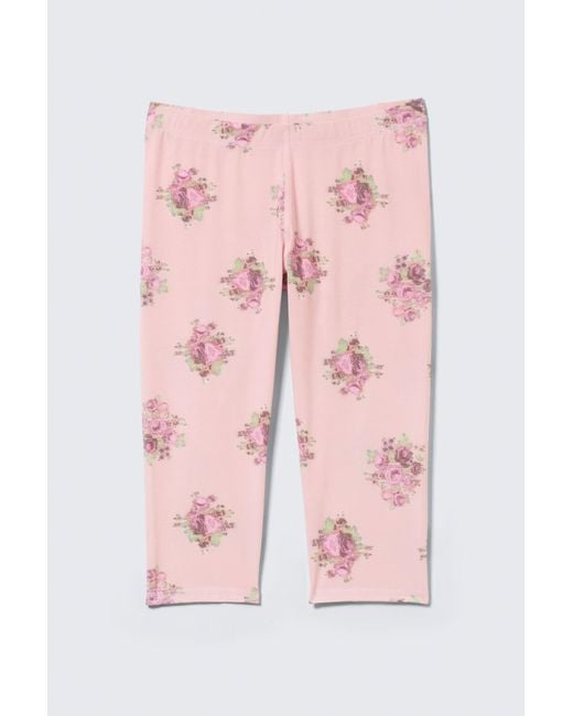Monki Pink Soft Mid Rise Capri Leggings