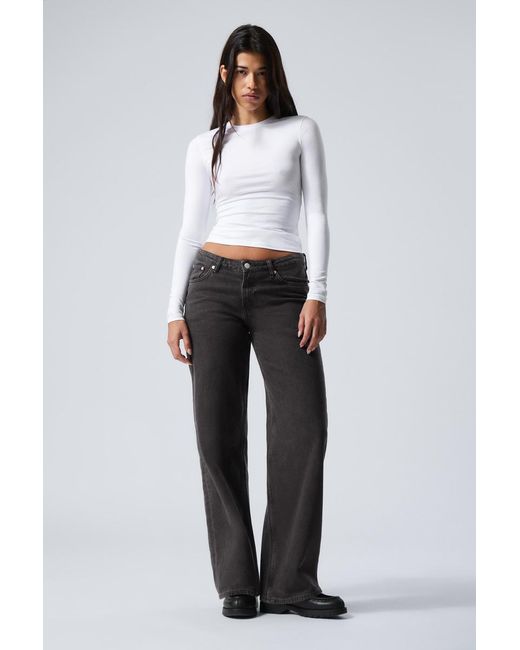 Weekday Gray Ample Low Rise Loose Wide Leg Jeans