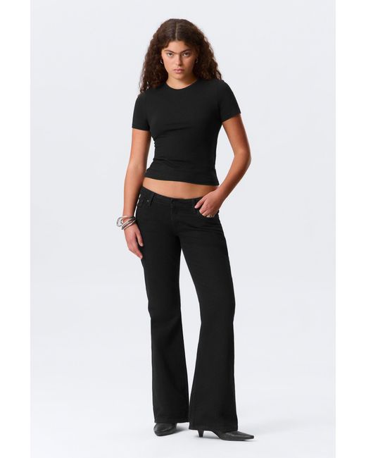 Weekday Black Nova Low Rise Slim Bootcut Leg Jeans