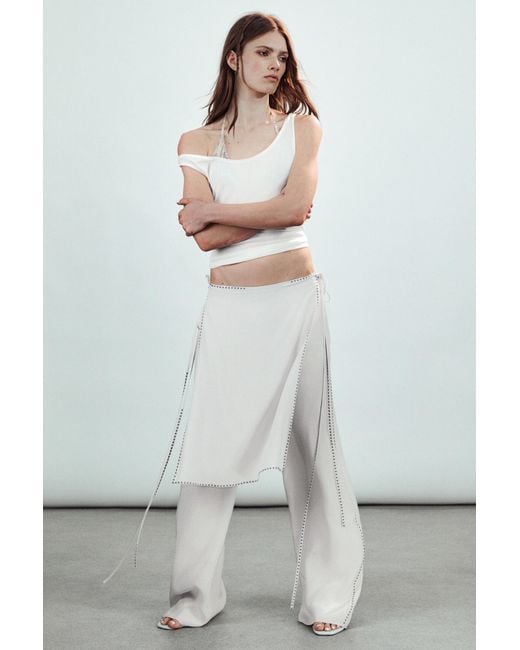 Weekday Gray Mid Rise Loose Studded Skirt Trousers for men