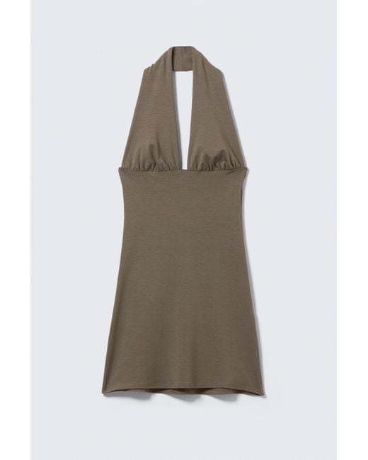 Weekday Natural Sleeveless Halter Mini Dress