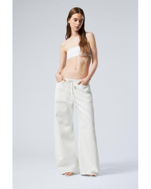 Weekday White Motion Low Rise Denim Trousers for men