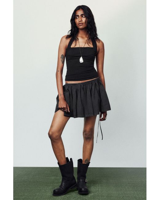 Weekday Black Drawstring Mini Skirt