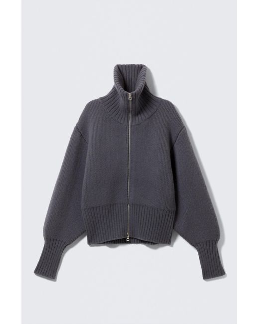 Weekday Blue Fitted Turtleneck Wool Sweater