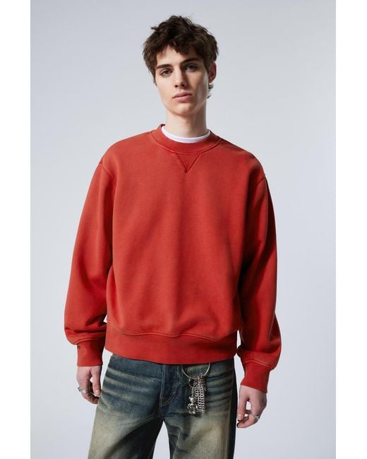 Weekday Cropped Sweatshirt Aus Baumwoll-Fleece in Red für Herren