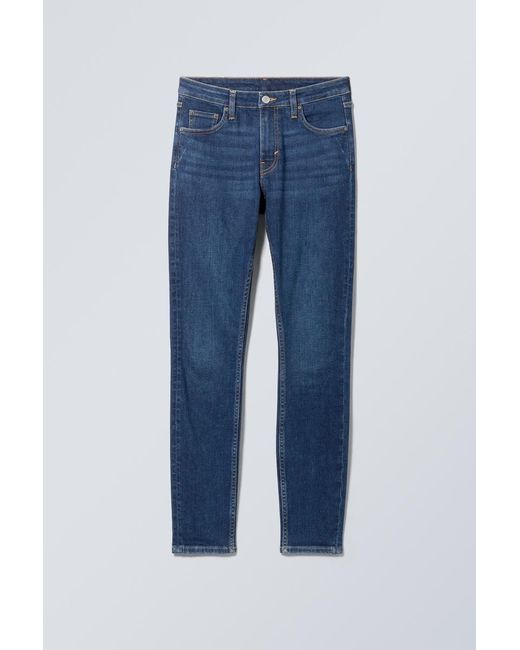 Weekday Blue Skinny Jeans Spare Mit Mittelhohem Bund