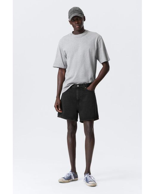 Weekday Black Eris Short Loose Fit Denim Shorts for men