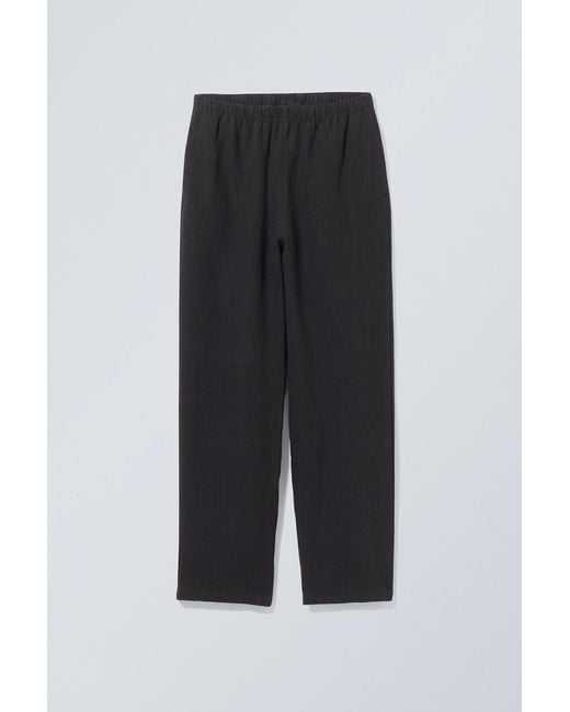 Weekday Black Seth Relaxed Linen Joggers for men