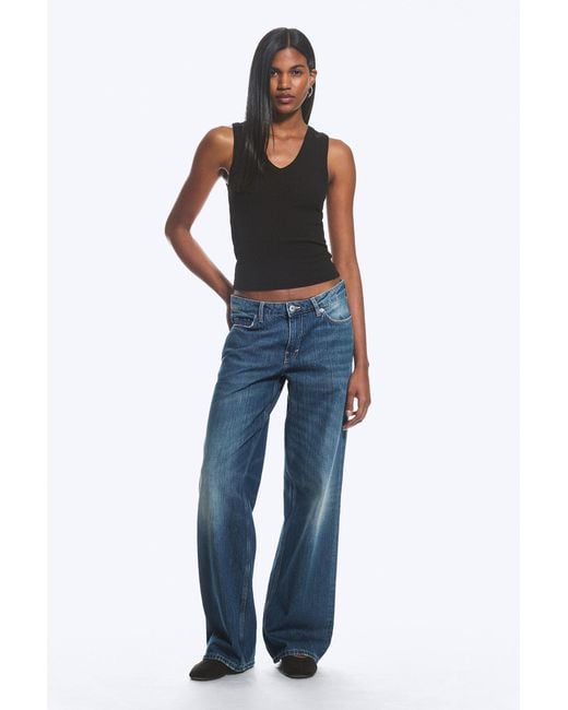 Weekday Blue Ample Low Rise Loose Wide Jeans