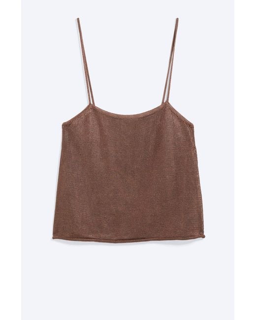 Monki Brown Knitted Square Neck Camisole