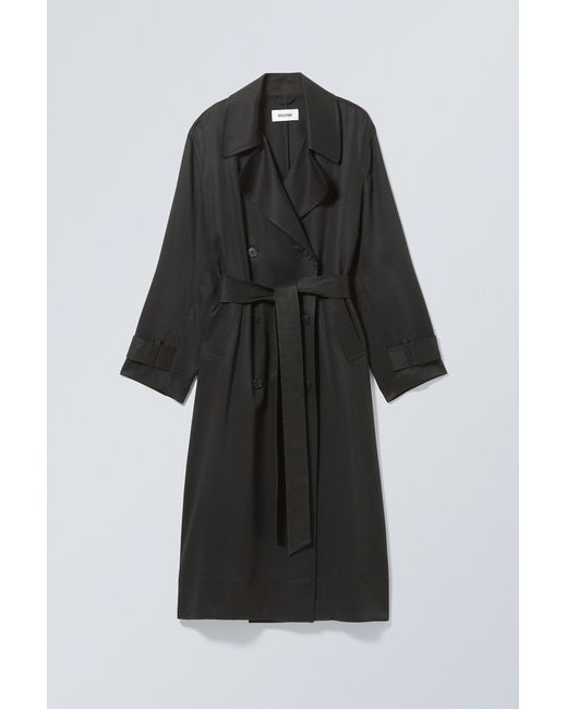 Weekday Black Evelyn Relaxed Lyocell Trench Coat
