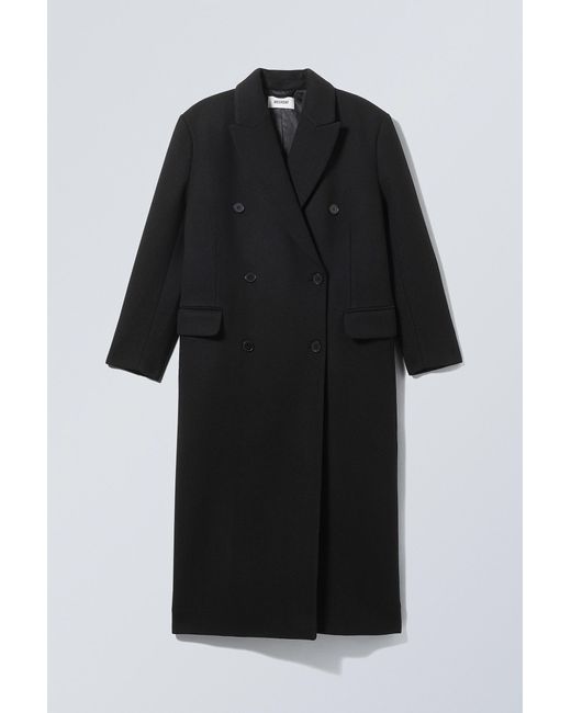 Weekday Black Alex Oversized Wool Blend Coat for men