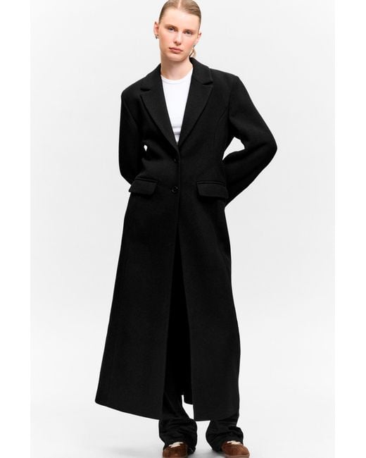 Monki Black Long Single-Breasted Slim Fit Coat