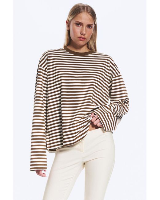 Monki White Long-Sleeved Cotton T-Shirt
