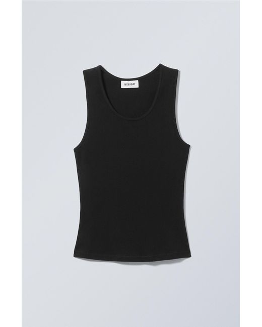 Weekday Black Smooth Fitted Tank Top