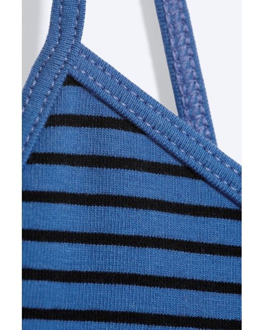 Weekday Blue Slim V-Neck Cotton Singlet