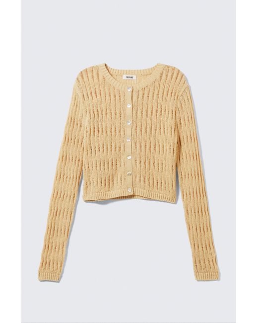 Monki Blue Fitted Long-Sleeved Knitted Cardigan