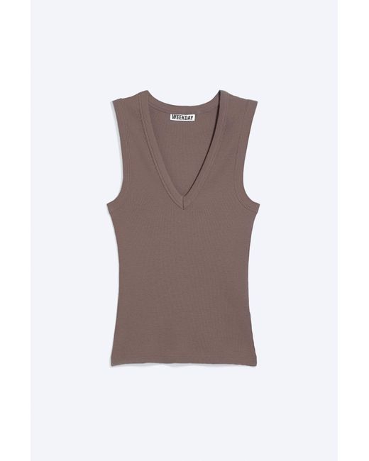 Weekday Multicolor Ribbed V-Neck Tank Top