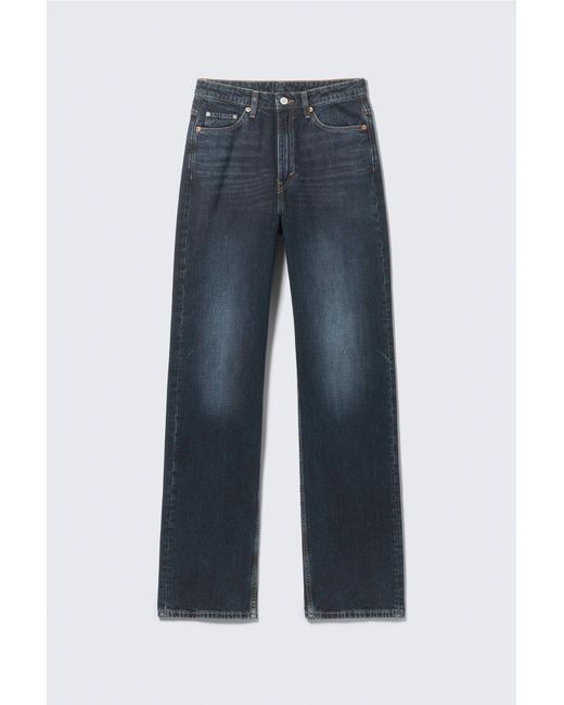 Weekday Blue Rowe Super High Waisted Regular Straight Jeans