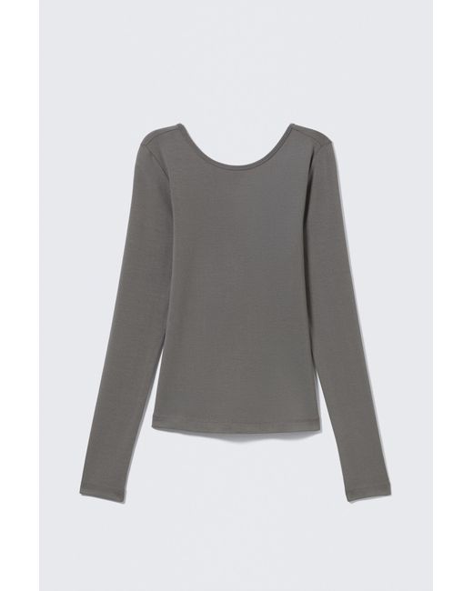 Weekday Black Deep Back Long-Sleeved Top