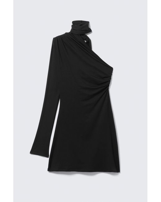 Weekday Black Asymmetric One-Sleeve Mini Dress