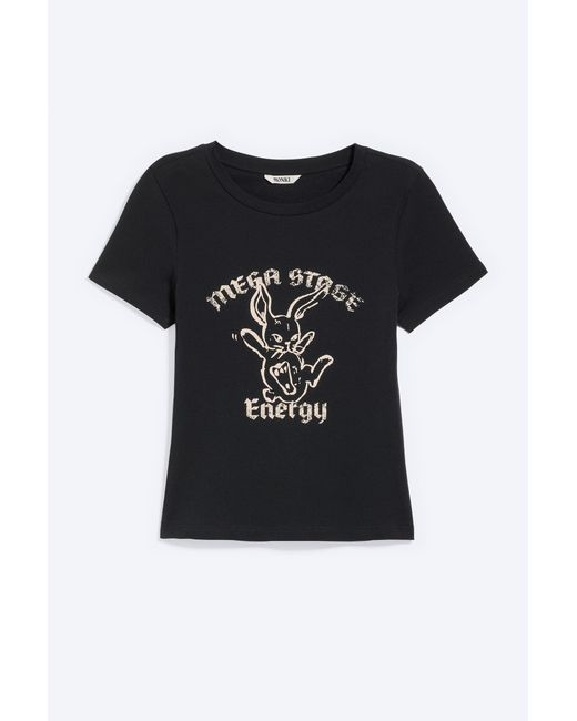 Monki Black Tight Graphic Mini T-Shirt