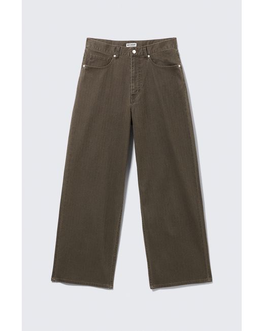 Weekday Blue Astro Mid Rise Loose Baggy Leg Structured Trousers for men