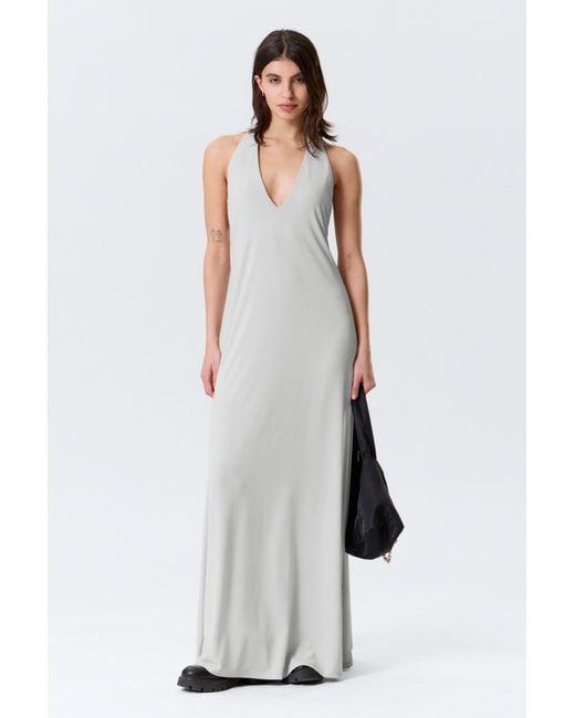 Weekday White Sleeveless Halterneck Maxi Dress