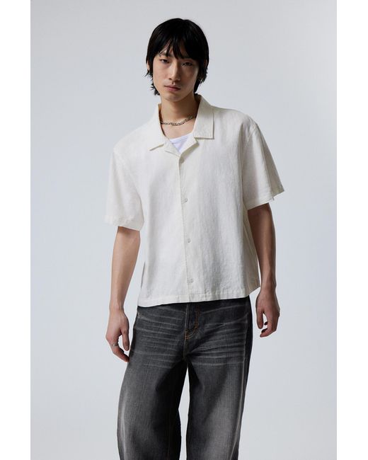 Weekday Gray Loose Short Sleeve Linen Blend Shirt for men