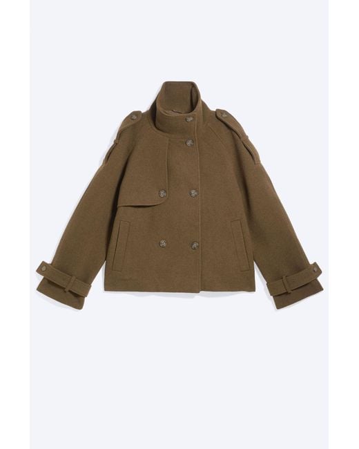 Monki Black Wool-Blend Funnel Neck Jacket