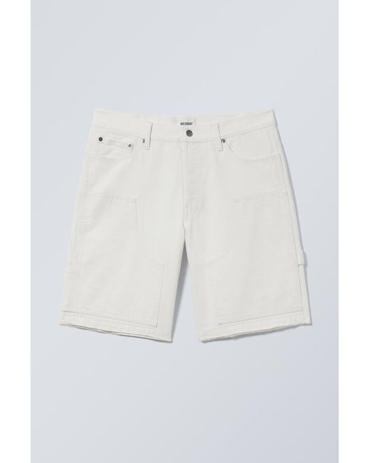 Weekday White Low Carpenter Denim Shorts for men