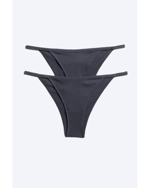 Weekday Brown 2-Pack Minimal Ribbed Tanga Brief