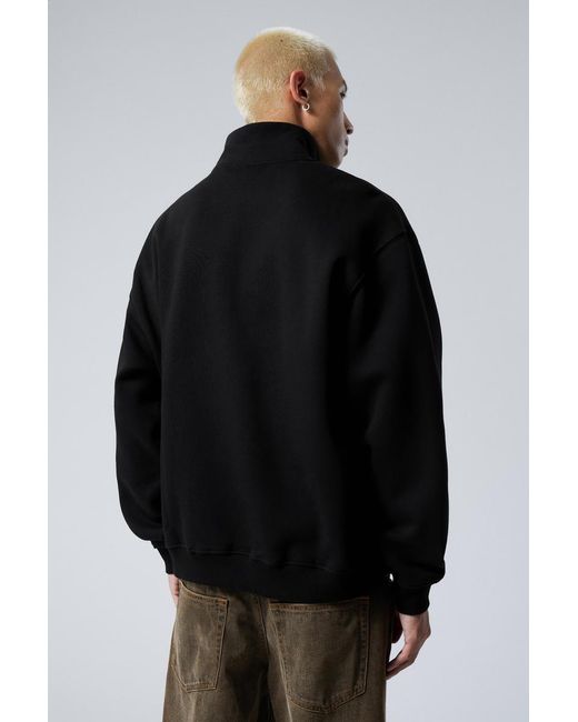 Weekday Black Relaxed Heavy Half Zip Sweater for men