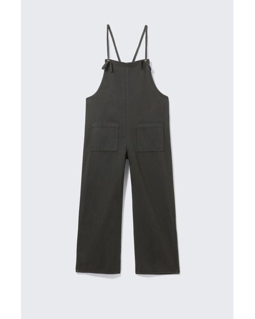 Monki Blue Tie Denim Dungarees