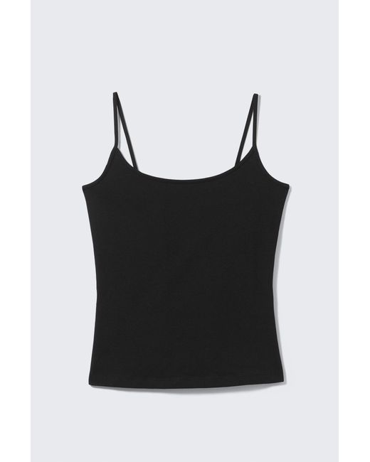 Weekday Black Fitted Strappy Scoop Neck Singlet