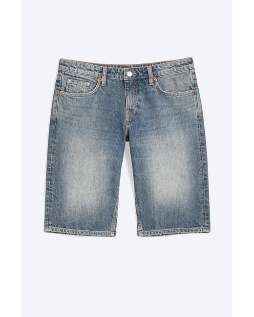 Weekday Blue Atom Low Rise Regular Knee-Length Denim Shorts