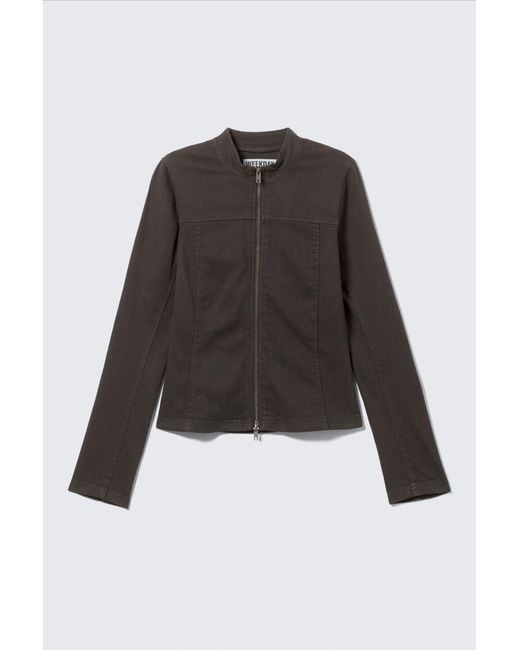 Weekday Gray Genevieve Slim Structured Cotton Zip Jacket