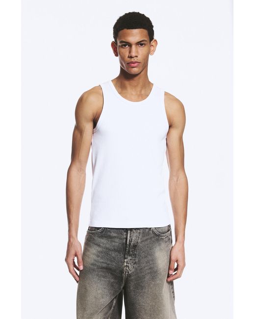 Weekday White Classic Ribbed Tank Top for men