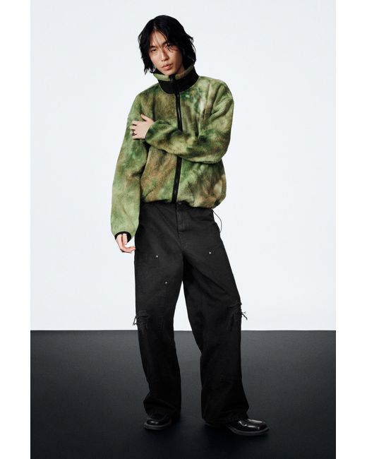 Weekday Green Low Rise Loose Fit Workwear Trousers for men