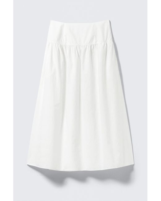 Weekday White Gathered Cotton Poplin Maxi Skirt