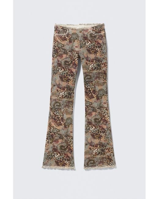 Weekday Natural Frayed Low Waist Twill Trousers