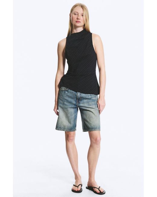 Weekday Blue Asymmetric Sleeveless Suiting Top