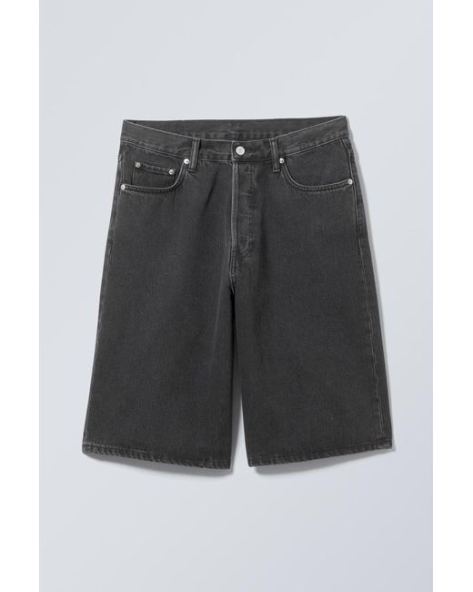 Weekday Black Astro Denim Loose Baggy Shorts for men