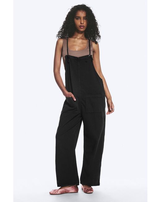Monki Black Relaxed Straight Leg Dungarees