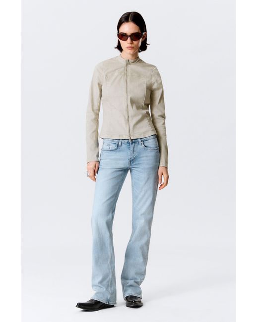 Weekday Blue Genevieve Slim Structured Cotton Zip Jacket