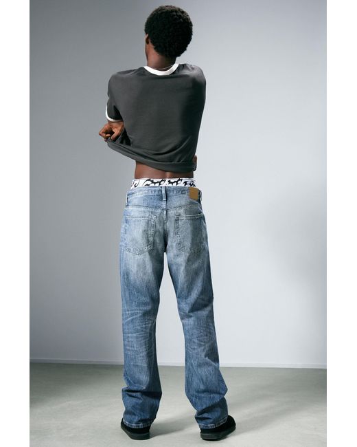 Weekday Blue Meteor Low Rise Relaxed Straight Leg Jeans