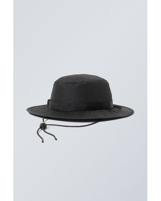 Weekday Black Utility Bucket Hat for men